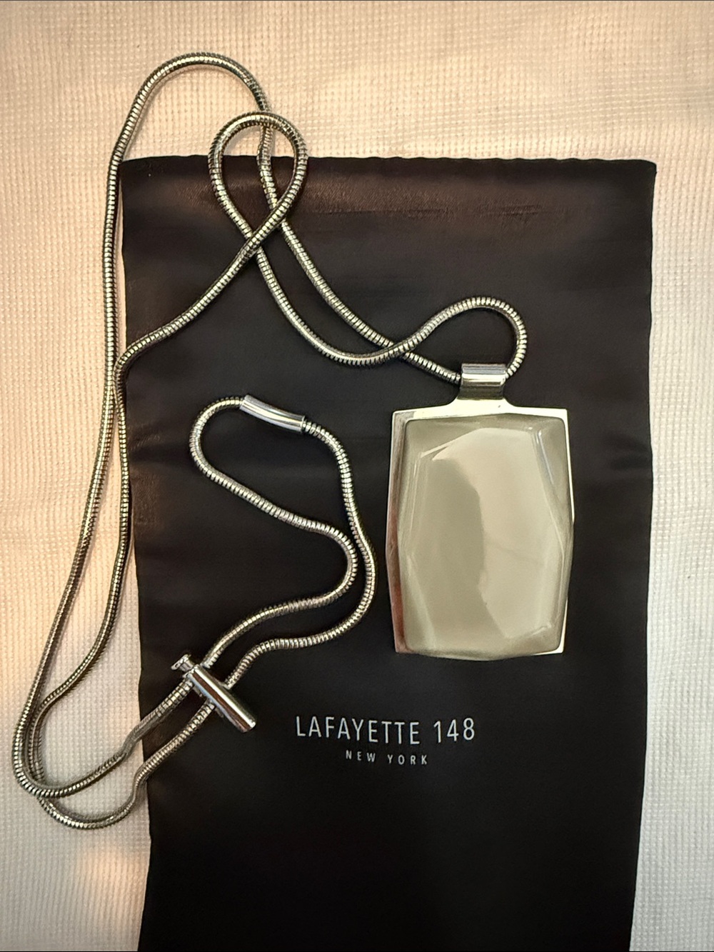Lafayette 148 New York Silver Necklace with Cream Pendant